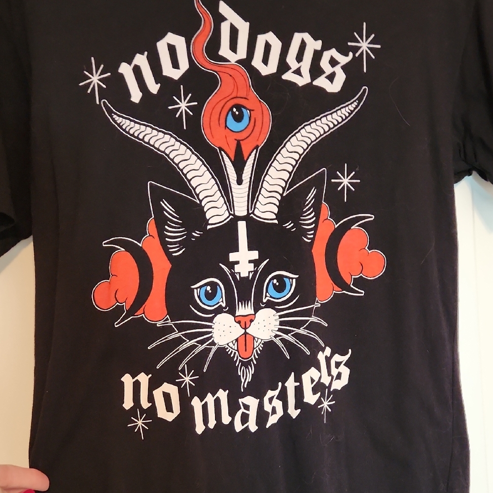 Next Level Apparel Black Graphic Tee with Red and White Accents